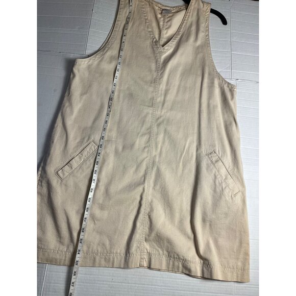 VTG- Essentials Style Beige 100% Cotton  V-Neck dress Pockets Large granola girl - Picture 9 of 11
